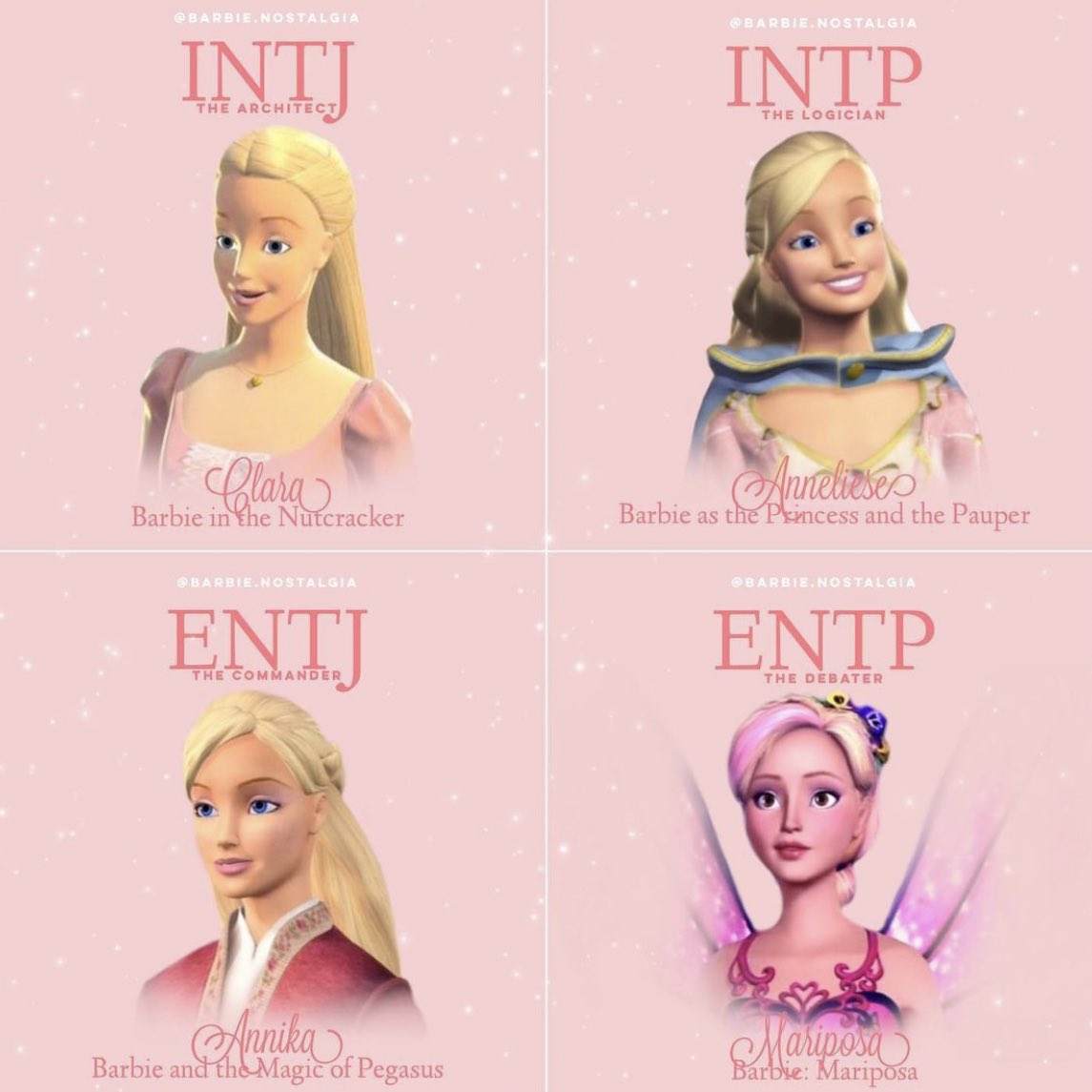 lolitascak3's tweet photo. มีคนจัด mbti ของตัวละครหนังบาร์บี้ไว้ด้��ย ไหนใครได้บาร์บี้บทไหนมั่ง 💘

© ig : barbie.nostalgia https://t.co/LtIwGQ0kTS
