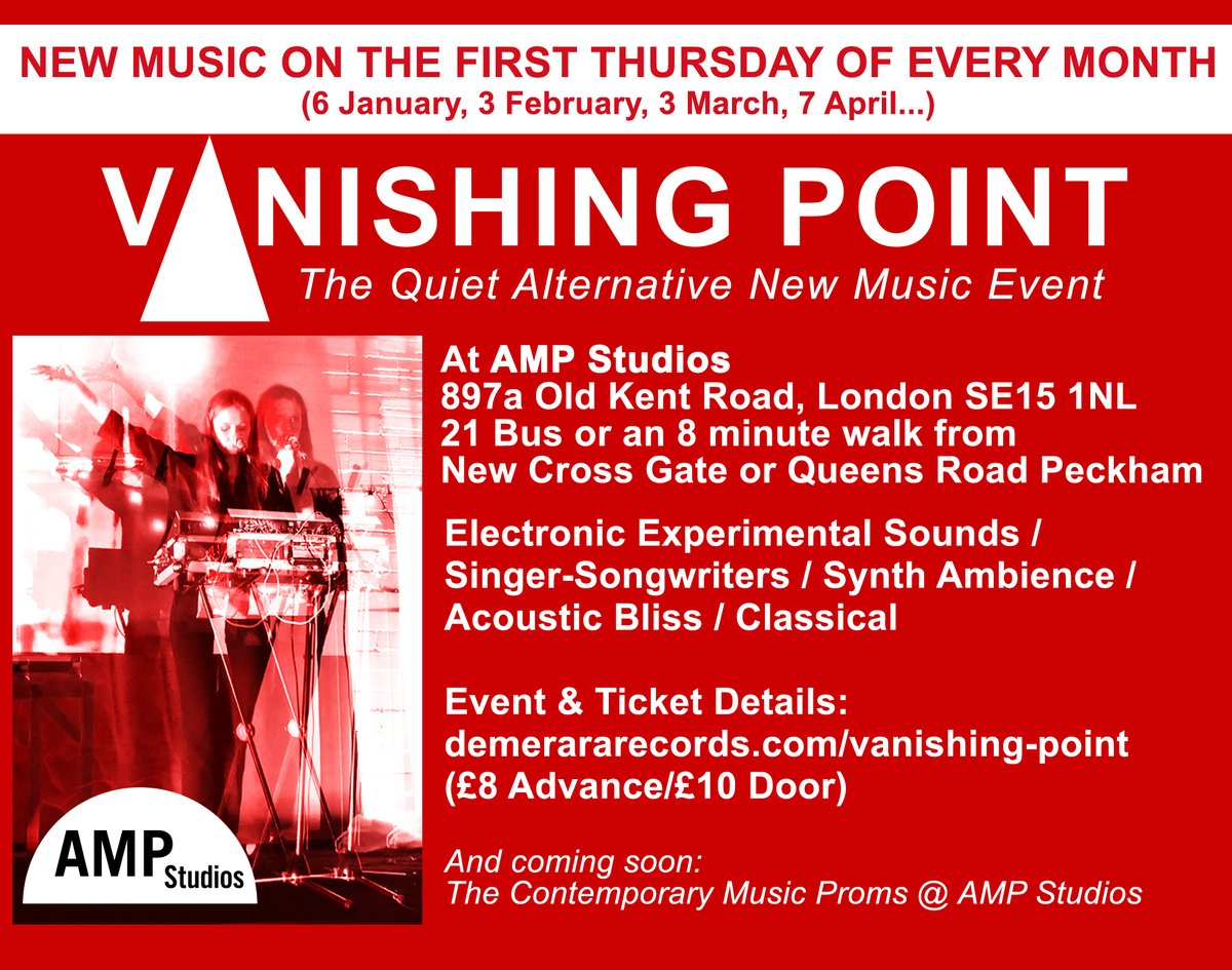 VanishingPntUK's tweet photo. Last night's @VanishingPntUK gig was the last of 2021. What a year thanks to the lovely folk at AMP Studios; talented artists & the amazing community that keeps supporting our events. 12 more gigs + another #TomorrowCalling & the #ContemporaryMusicProms in 2022. Art: @paulfcook https://t.co/pfBHqLK5X0