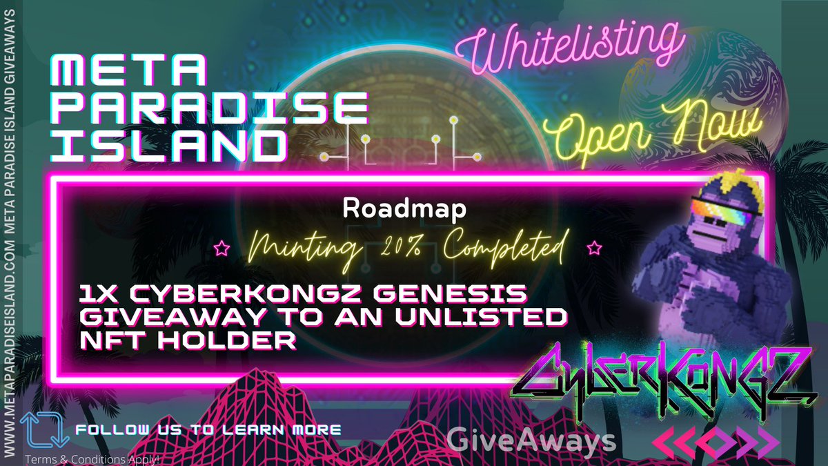 Meta Paradise Island is turning 3 DAYS old today!

🔥WIN an MPI NFT🔥

🔎Follow us!

📢Tag 5 friends!

🔁Retweet!

Join Our Discord: discord.com/invite/mpinft

#NFTCommunity #NFTcollectibles #nftcollectors #NFTdrop #NFT #NFTartwork #nftproject #NFTNews #NFT #ethnft 
T's &amp; C's Apply