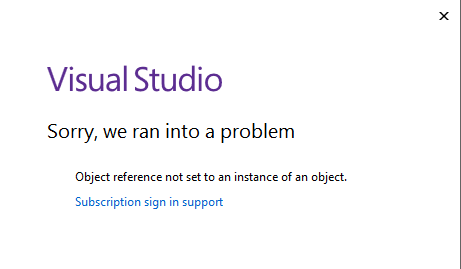 .@VisualStudio Getting this when trying to refresh my license in VS 2022... no null checking there I see ;) Am clicking on 