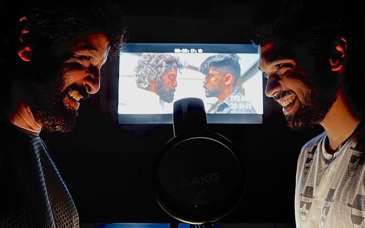 7screenstudio's tweet photo. மகான் &amp; மகான் மகன் 🔥🔥

#Mahaan Dubbing Completed 😊

#ChiyaanVikram #DhruvVikram

A @karthiksubbaraj Padam 🎬
A @Music_Santhosh Musical 🥁

@SonyMusicSouth https://t.co/GnEts5djRq