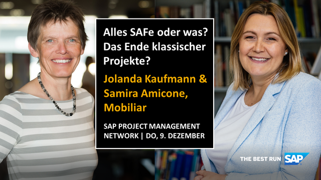 SAFe ist derzeit in aller Munde – Warum eigentlich? Erhalten Sie Antworten darauf von den Expertinnen und Experten der Mobiliar, ZKB und SAP am virtuellen SAP Project Management Network am Do, 9. Dez., 16-17 Uhr. Jetzt anmelden! #SAP bit.ly/3El45qB
