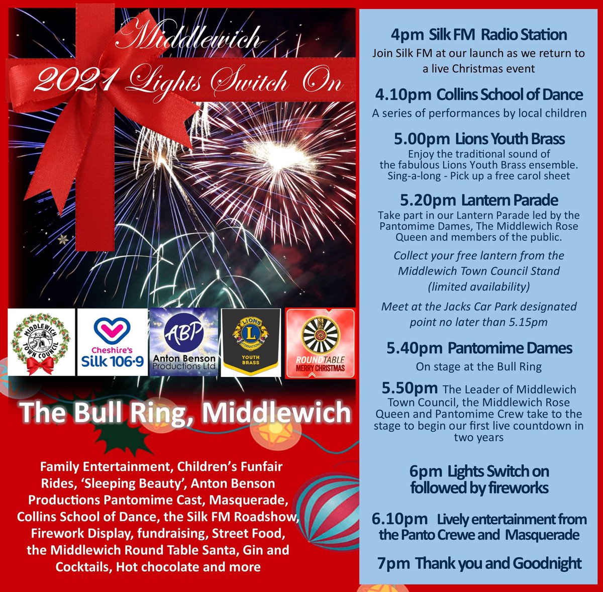 See you there from 4pm with <a href="/silk1069/">Cheshire's Silk 106.9</a>! #middlewich #cheshire #lightswitchon #Christmas2021