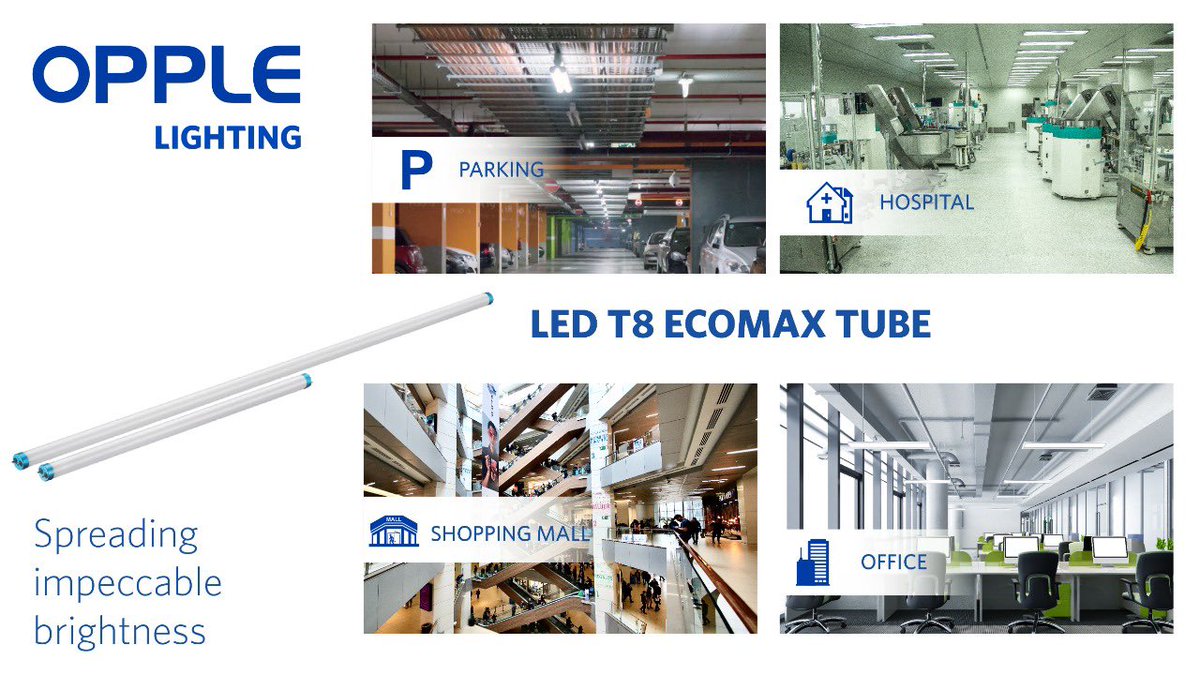 Oppleindia's tweet photo. OPPLE LED T8 Ecomax Tube is an ideal light for lighting up a large space like offices or hospitals, etc. It provides up to 50% energy saving compared to Conventional T-8 Tubes with high lumen output efficacy!
#LEDTubeLight #TubelIght #LEDBatten #ProfessionalLuminaire #OPPLE https://t.co/oRPSQGxuBi