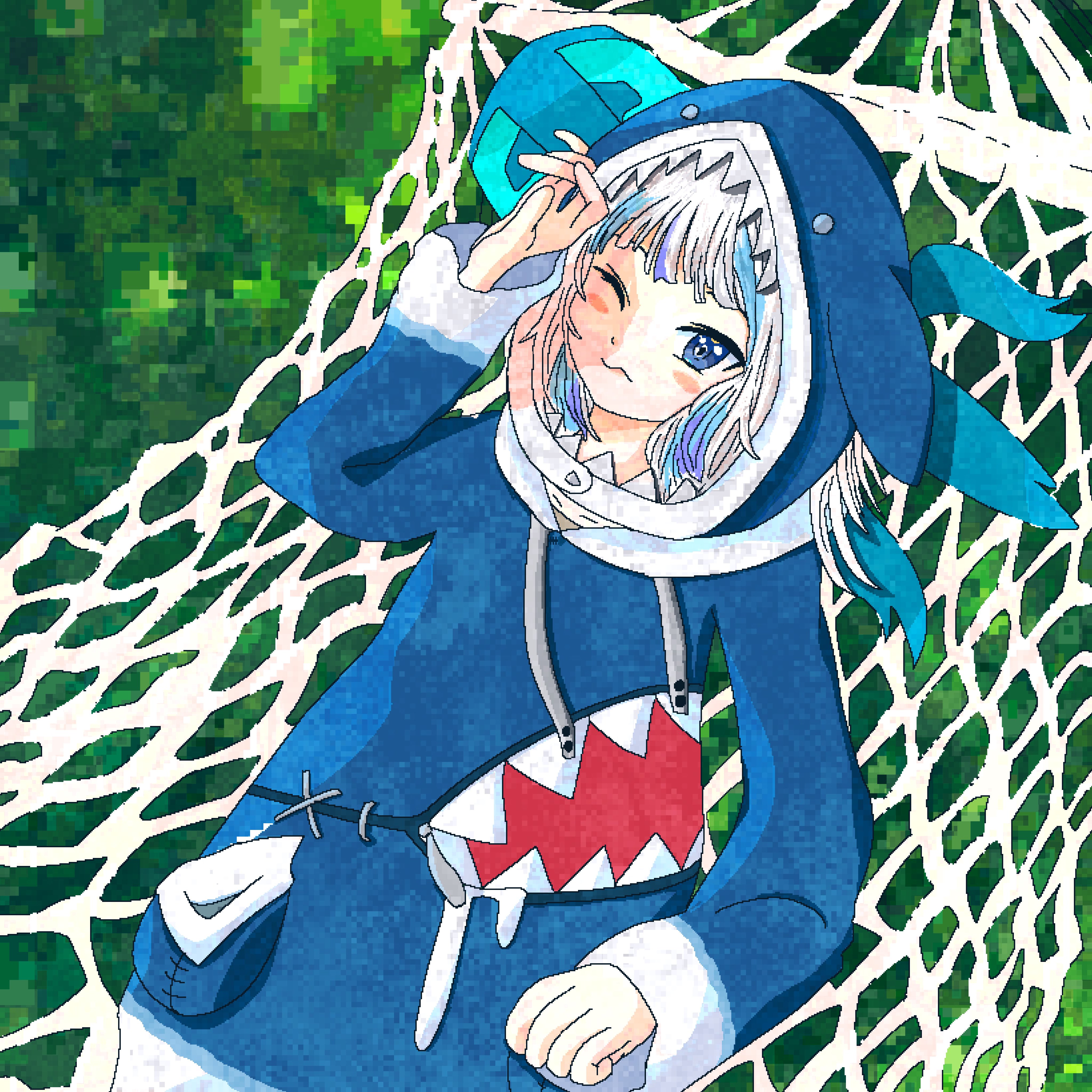 黄昏のアリス ファンアート Pixel Art サメちゃん木陰でお昼寝 投網じゃないハンモックだ It S A Hammock That S Not A Cast Net Gawrgura Pixelart Drawing Twitter交流会会場 落書きギルド イラスト好きさんと繋がりたい T Co
