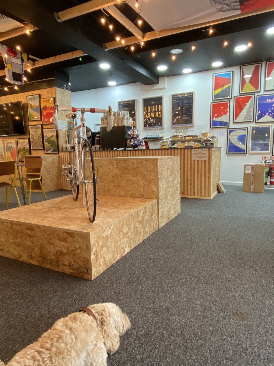 SocialDowns's tweet photo. And we’re off! The South Downs Social is open for awesome coffee, Belgian hot chocolate, unique cycling goods and gifts and more!

We’ve got the World Masters CX champs on the big screen from 1pm featuring a selection of local @VCVenta riders https://t.co/7gD6dbzqWx