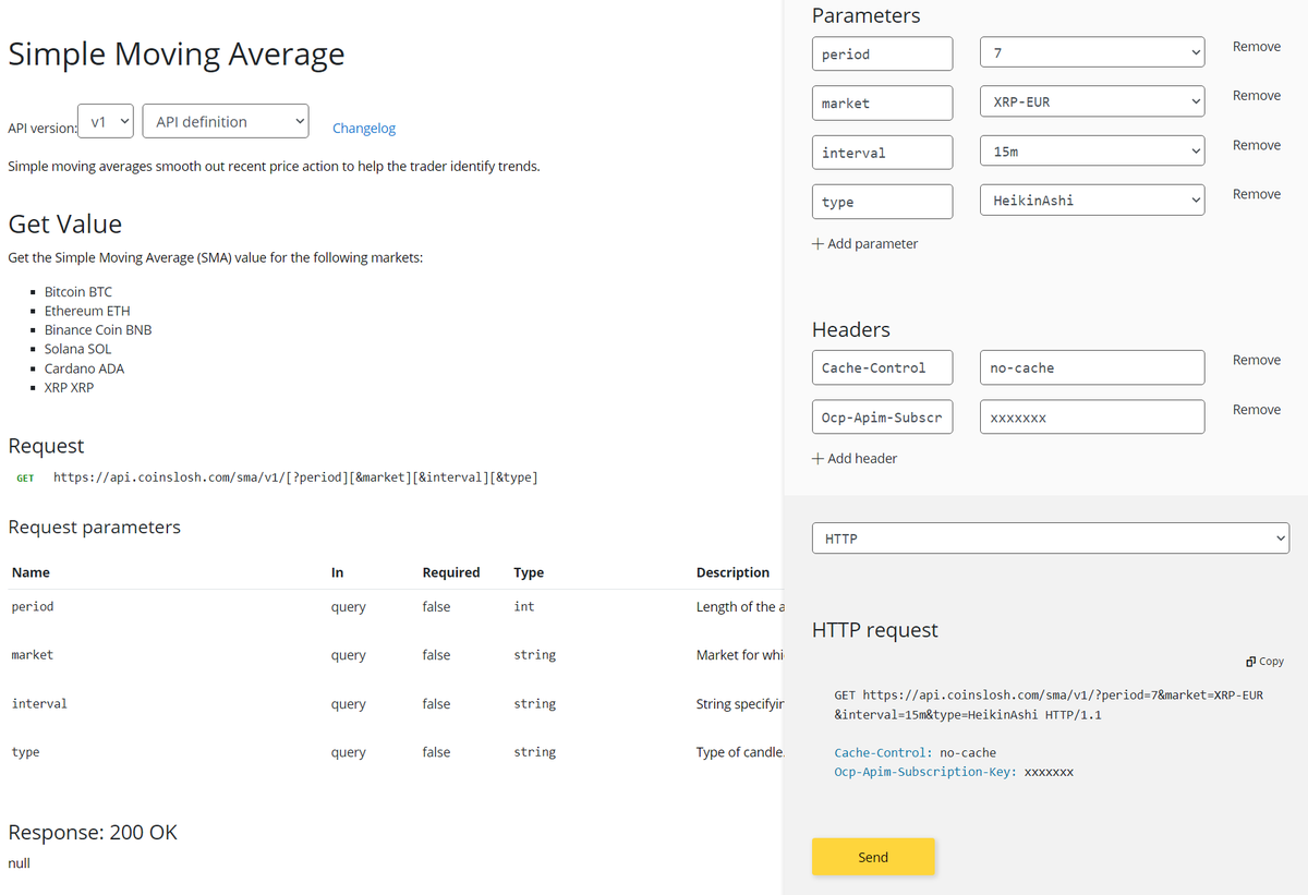 Today we added #XRP to our #Crypto #API platform! Now you are also able to get #HeikinAshi candles and Simple Moving Average SMA values for the #XRP #altcoin.
Free Sign Up and usage! developer.coinslosh.com