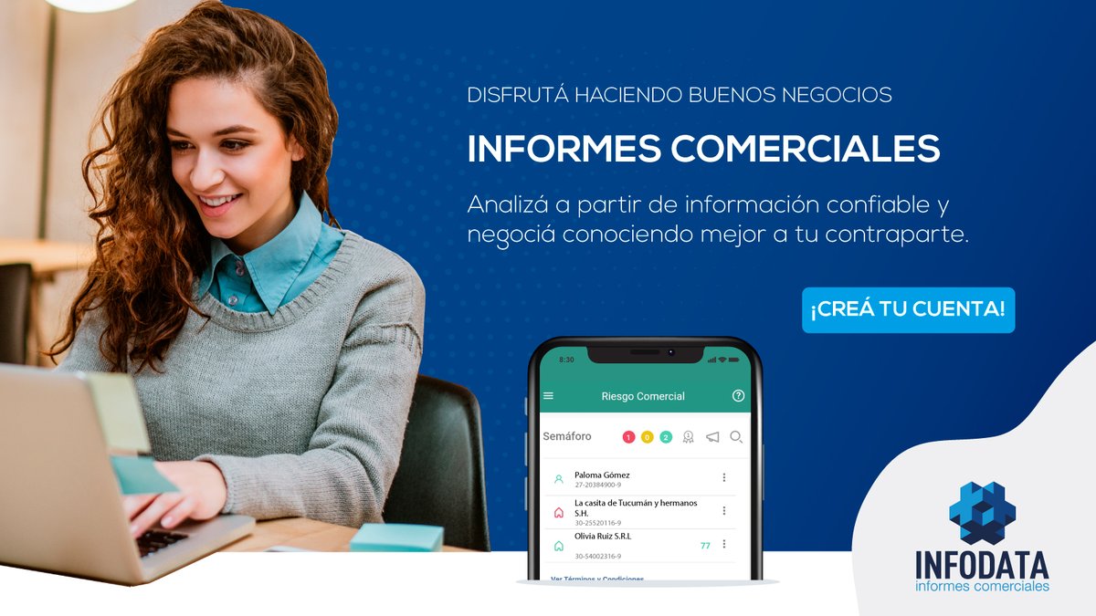 INFODATA es el servicio de Riesgo Comercial que te permite obtener información para tomar mejores decisiones de negocios.

🖥️pilarcame.com.ar
#Riesgocomercial #informescomerciales