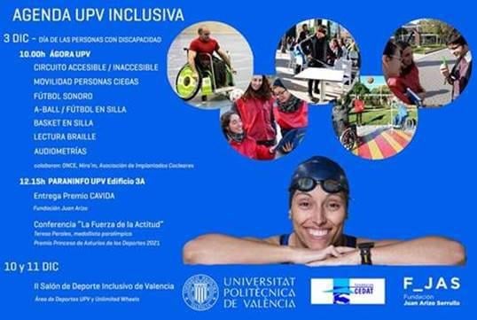 dicaticUPV's tweet photo. Con motivo del #DiaInternacionalDiscapacidad, la @UPV ha organizado una jornada para dar visibilidad al reto de la #accesibilidaduniversal y fomentar la #inclusión de las #personascondiscapacidad
▶️Incluye charlas, actividades y la entrega del #PremioCAVIDA
#UPVInclusiva #DicaTIC https://t.co/XN78l3QPfN