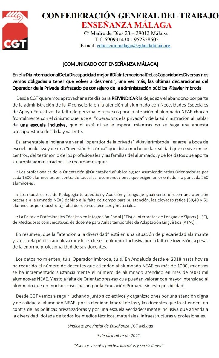 Cgt educación Málaga tweet media