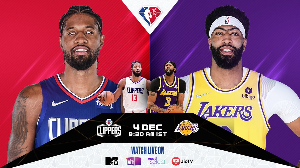 NBAIndia's tweet photo. Grab your 🍿 for the Hollywood Showdown! 🎬

The @LAClippers take on the @Lakers tomorrow at 8:30 AM. 

Catch all the action LIVE on @MTVIndia, @Vh1India, @VootSelect, and @OfficialJioTV! 📺
 
#NBA75 #NBAonMTV #NBAonVh1 #NBAonVootSelect #NBAonJioTV #NBALiveinIndia https://t.co/T5pjSHyNz6