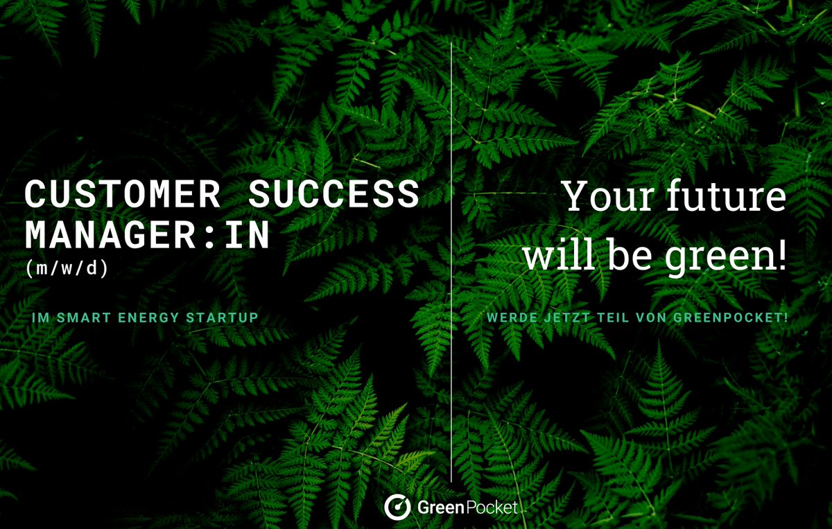 GreenPocketGmbH's tweet photo. #WeAreHiring! Du möchtest als #SuccessManager Unternehmenskunden aufzeigen, wo effizienter & nachhaltiger agiert werden kann?🌱Du hast Spaß daran, #Forschungsprojekte zu betreuen?💚https://t.co/FFh0UdQXiB
#jobderwoche #customersuccess #customerrelationship #weneedyou #recruiting https://t.co/koGdvu2BiZ