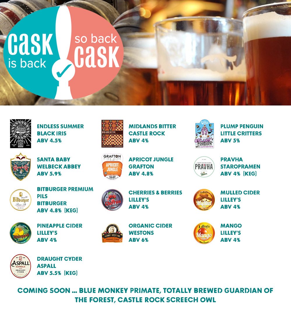 Dog & Parrot Eastwood (@dogandparrot) on Twitter photo On the bar today!
Beer Board: bit.ly/2vu8OV3
#CaskIsBack <a href="/BlackIrisBrewer/">Black Iris Brewery</a> <a href="/CRBrewery/">Castle Rock Brewery</a> <a href="/LittleCritsBrew/">Little Critters Brewing Company</a> <a href="/WelbeckAbbeyBry/">Welbeck Abbey Brewery</a> @graftonfineales <a href="/Staropramen/">Staropramen</a> <a href="/BitburgerUK/">Bitburger UK</a> <a href="/lilleyscider/">Lilley's Cider</a> @WestonsCiderMil <a href="/Aspall/">Aspall</a>
#RealAleFinder On the bar today!
Beer Board: bit.ly/2vu8OV3
#CaskIsBack <a href="/BlackIrisBrewer/">Black Iris Brewery</a> <a href="/CRBrewery/">Castle Rock Brewery</a> <a href="/LittleCritsBrew/">Little Critters Brewing Company</a> <a href="/WelbeckAbbeyBry/">Welbeck Abbey Brewery</a> @graftonfineales <a href="/Staropramen/">Staropramen</a> <a href="/BitburgerUK/">Bitburger UK</a> <a href="/lilleyscider/">Lilley's Cider</a> @WestonsCiderMil <a href="/Aspall/">Aspall</a>
#RealAleFinder