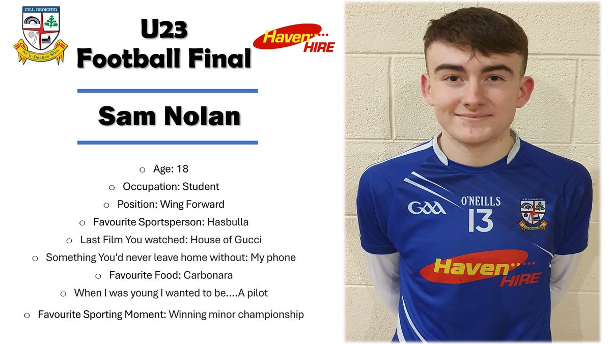 CelbridgeGAA's tweet image. Best of Luck to Sam and all the lads in the U23 football final
📅 Sunday Dec. 5
🕑 5pm
📍Hawkfield COE