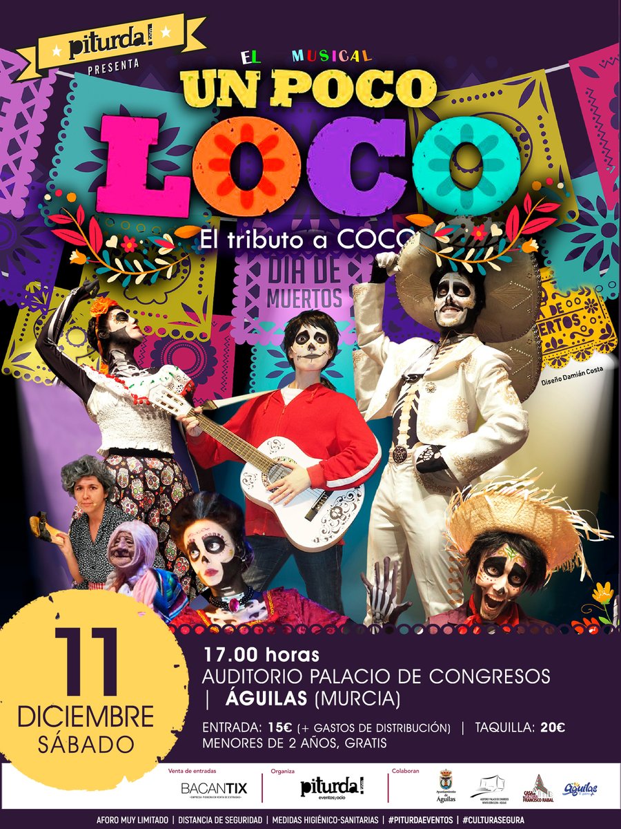 AuditorioIEA's tweet photo. Sábado11 de diciembre, 17:00 horas. 

"Un poco Loco" Tributo a Coco.

Pequeños y mayores podrán disfrutar de esta obra de teatro, de la mano de Coco.

Venta :https://t.co/7KqPA5lprs .., Museo Arqueológico, Casa de la Cultura y la propia taquilla del Auditorio desde 2 horas antes. https://t.co/taWrJjkfsU