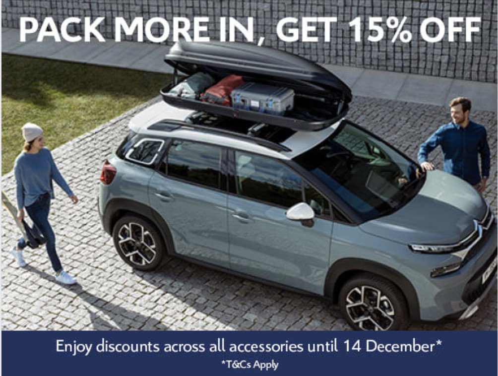 bentleyscitroen's tweet photo. Accessories for your Citroën are now available with 15% discounts so it's a great time to get that extra storage or protection for your vehicle. For a comprehensive list of all the accessories available for your model, please follow this link https://t.co/lD0vGgNwfj https://t.co/IdNOE6B306