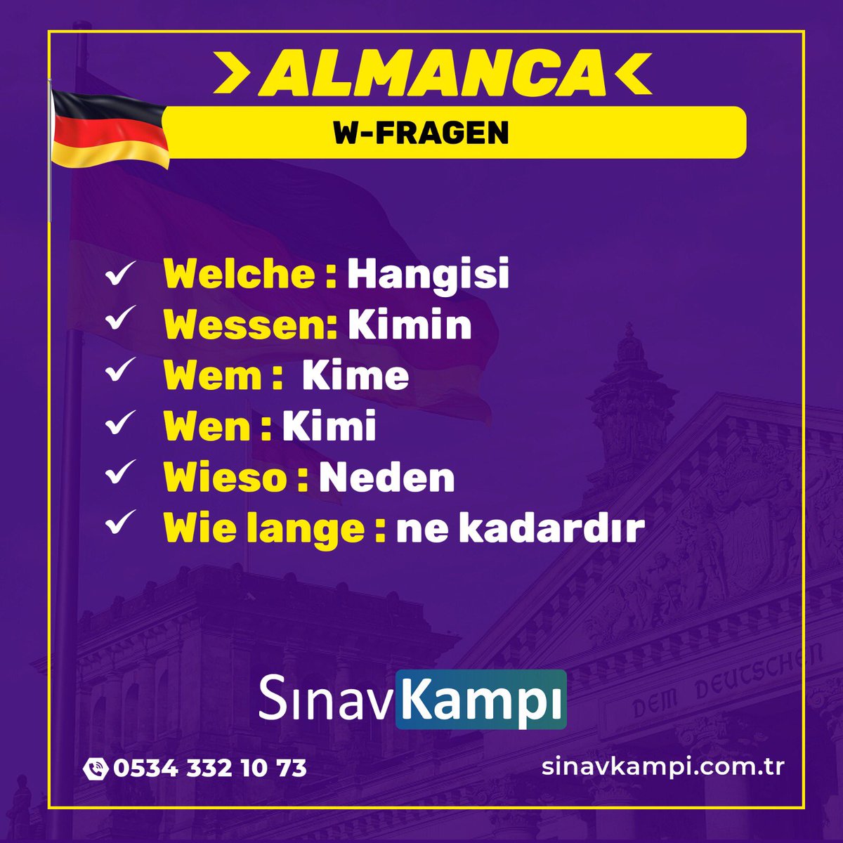 SinavKampi's tweet photo. 🇩🇪 W-FRAGEN 🇩🇪
#almancakelime #almanca #almancadersi #ailebirleşimsınavı #almancaailebirleşimisınavı #almancaöğreniyorum #almancakursu #deutchlernen #learndeutch #deutch #almancatürkçe #german #onlinealmanca https://t.co/TwvORU3d9i