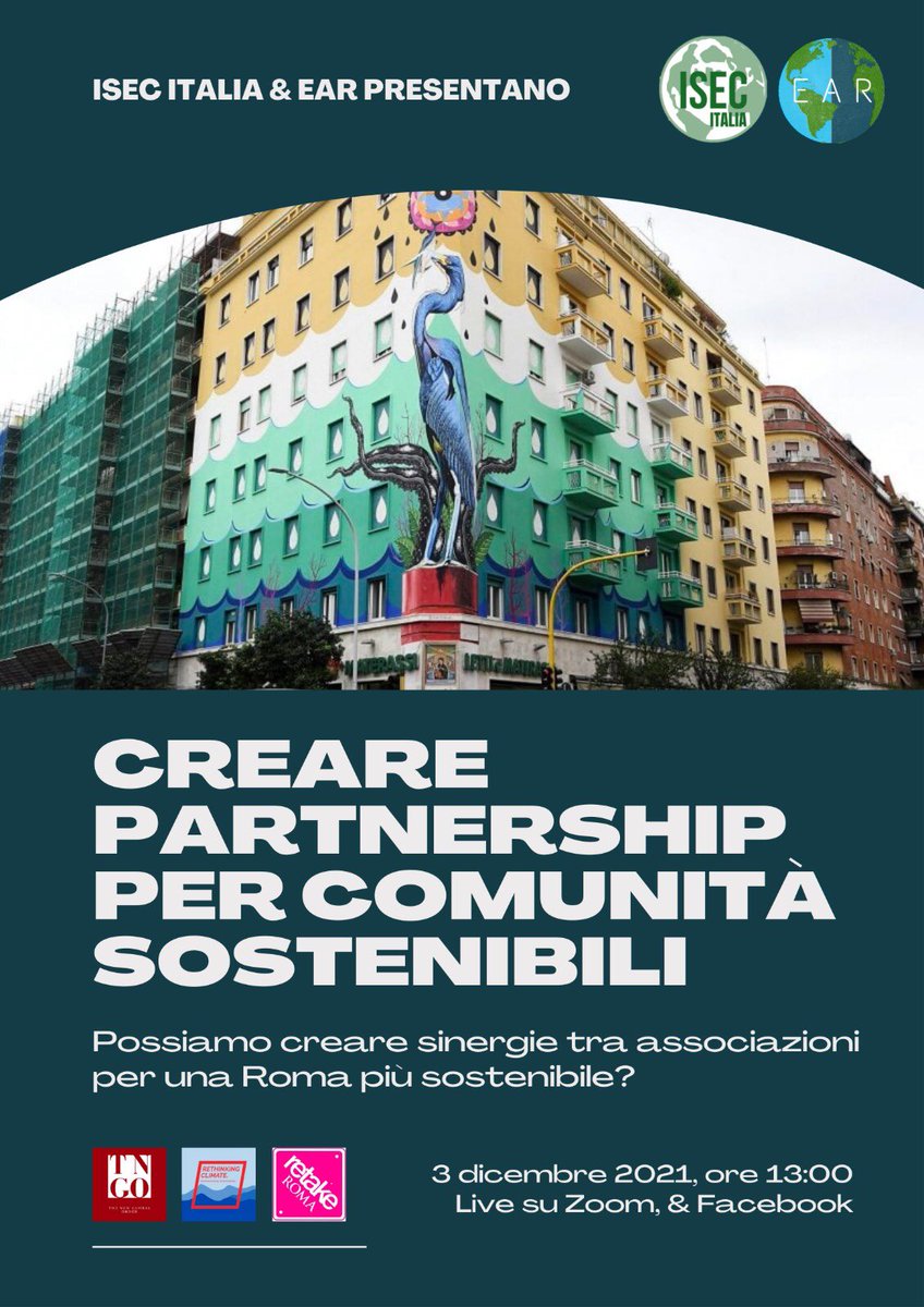 Possiamo creare #partnership tra associazioni per promuovere una cultura di #sostenibilità urbana?

Ne parliamo oggi alle 13:00 durante l'evento "Creare Partnership per Comunità Sostenibili" organizzato da <a href="/isecoalition/">International Student Environmental Coalition</a> - Italia &amp; EAR.