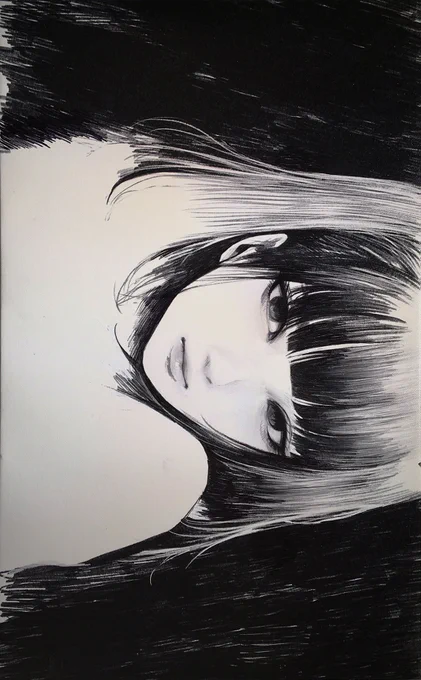 敵 (Oil paint markers on Giclee print) 