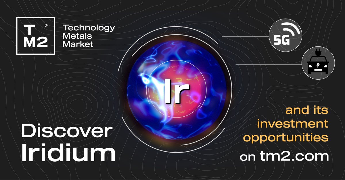 TM2dotcom's tweet photo. Iridium is accessible to investors on https://t.co/pLHBVitJNm and will be available for a limited time below international market price.
#Iridium is a key component in #5GTechnology and #ElectricVehicles.
#EVs #5G #Technology #Revolution #Investment #TradingTips #TechnologyMetals https://t.co/j7zOQ55lTr