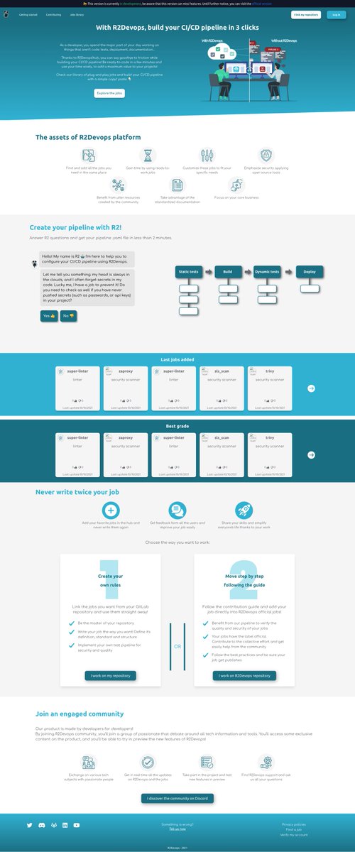 getplumber_io's tweet photo. Our team is working hard in order to build the new version of #R2Devops. They already finished the new #homepage 🎉
What do you think about it? https://t.co/7Ctb1PJOV0