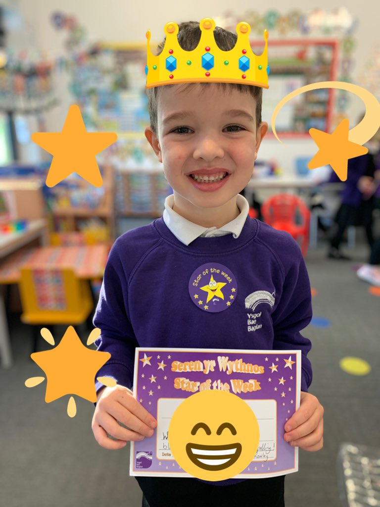 Well done to the Seren Yr Wythnos this week for working so hard with his sounding and blending and getting full marks on his spelling test!