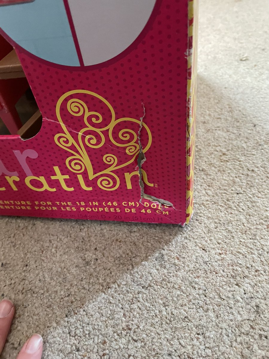 RidgA82's tweet photo. @AskSmythsToys disappointed that Kidderminster branch think it’s acceptable to give £179.99 items with smashed up boxes - this was the best one others were a lot lot worse tried to blame @OurGenWorld box handles, but can clearly see they’ve been bashed round the warehouse. https://t.co/2HkXPn2FXu