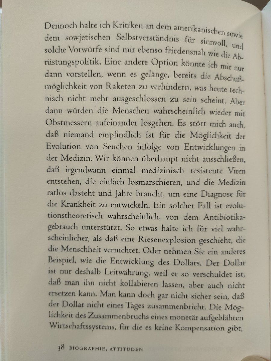 Luhmann 1987 sah zukünftige Pandemien/Antibiotikaresistenz wahrscheinlicher als einen möglichen Atomkrieg