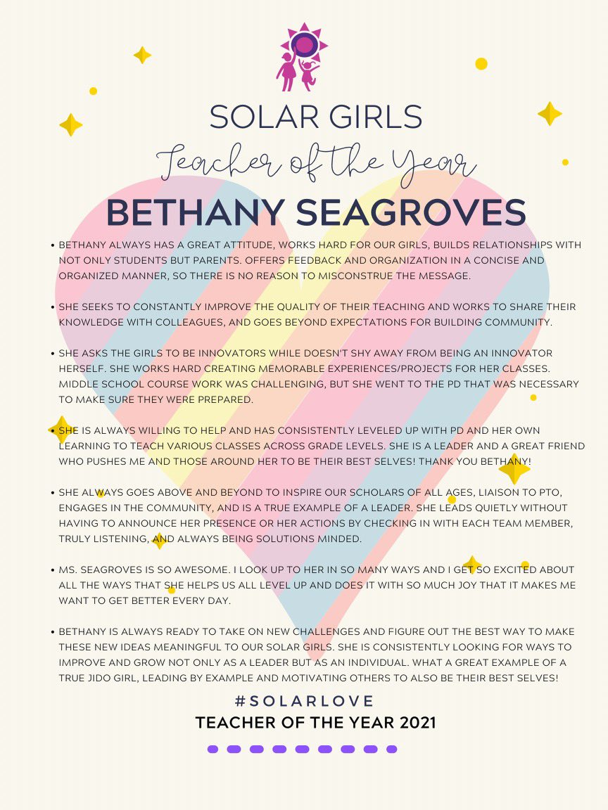 SolarSTEAMGirls's tweet photo. She’s our Makerspace teacher & campus technology guru. She’s an innovative thinker & Jido girl through and through. Guess what? She’s also our 21-22 Teacher of the Year!! 🎉 Help us celebrate @N_Bernardino ! #Greatness #SolarGirl @TransformDISD https://t.co/tWSzmNMiP2