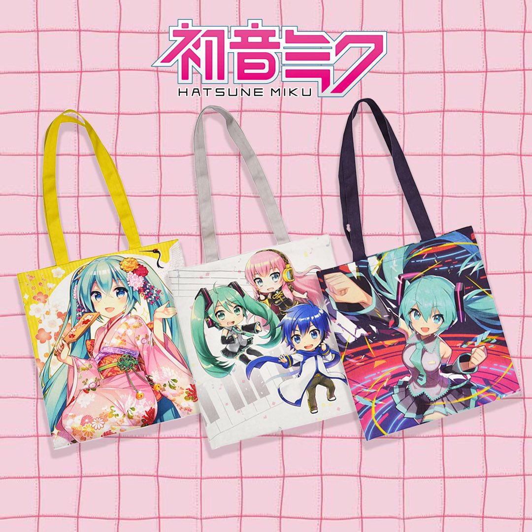 BRAND NEW Hatsune Miku Tote Bags for £14.99 ⚡️ These tote bags have a different design on each side and are made out of 100% Cotton. #hatsunemiku #totebag #anime #animegirl #hmv #popculture #popmerch