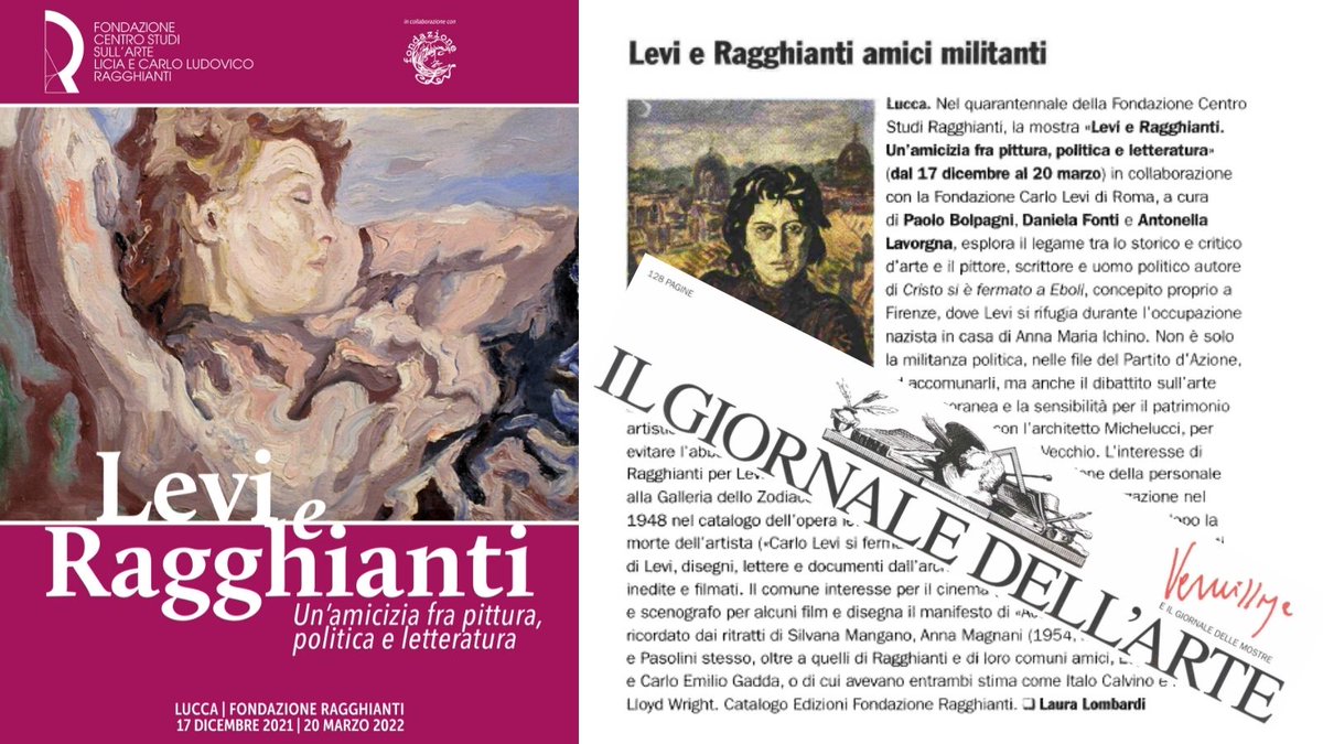 fondragghianti's tweet photo. ✍️scrivono di noi!
👉 Laura Lombardi su IL GIORNALE DELL'ARTE
"Levi e Ragghianti. Un’amicizia fra pittura, politica e letteratura" 
Dal 17 dicembre 2021 | Lucca | Fondazione Ragghianti
ℹ️ https://t.co/J5iiifolbn
#fondazioneragghianti #CarloLevi #mostrarte @fond_levi https://t.co/v1sSXZhFlO