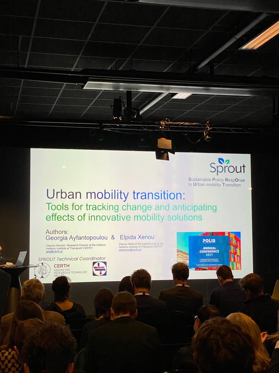 📢SPROUT presented at #POLIS21! Project partner <a href="/HitCerth/">HIT CERTH</a> <a href="/CERTHellas/">ΕΚΕΤΑ-CERTH</a> featured its urban policy model as a tool for tracking change and #anticipating effects of innovative mobility solutions🤩!
