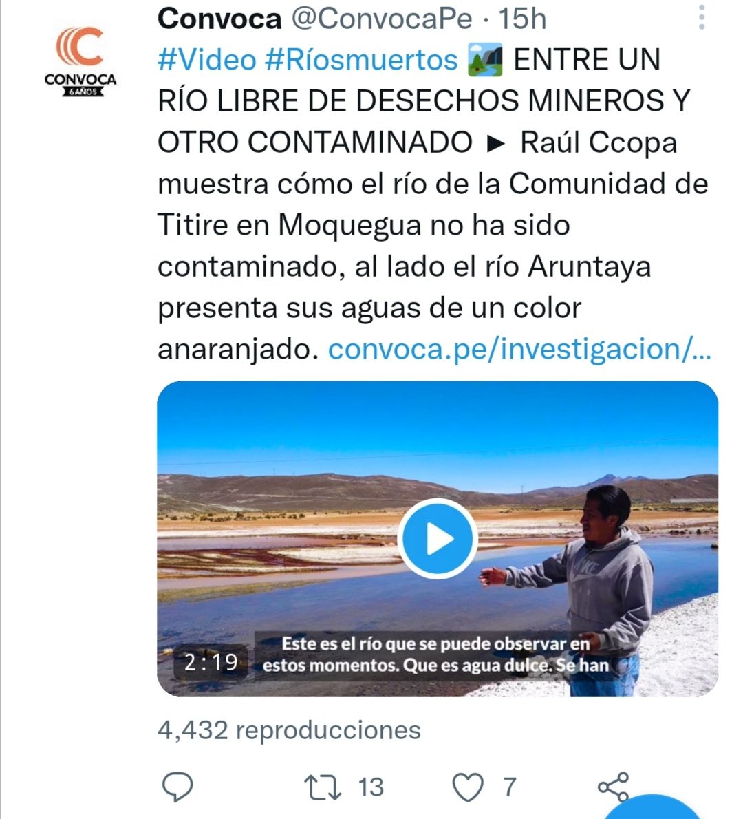 Fredy_0422's tweet photo. @JPAniento @bettstick @presidenciaperu @PedroCastilloTe @OEA_oficial @Almagro_OEA2015 Osea te parece bien que trabajen y malogre la geografía peruana, no estoy encontrá de las mineras, estoy en contra de empresas que no hace bien su trabajo y por cerrar 3 mineras se hacen un escándalo y ojo su plan de cierre incluye arreglar daños. Y así dices querer a tu pais https://t.co/uB4k0aAMi5