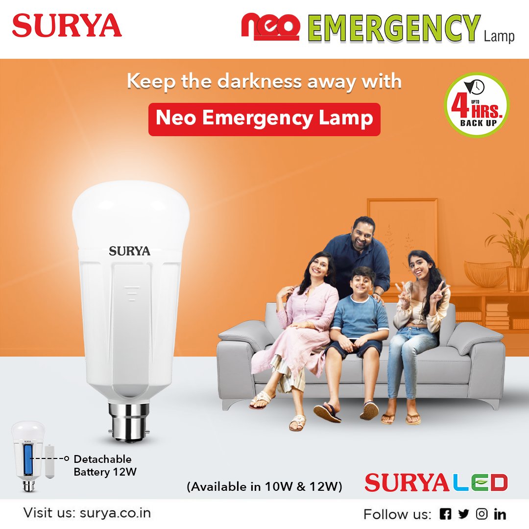 surya_roshni's tweet photo. Surya Neo Emergency Lamp lights up automatically on power failure. It is available in 10W & 12W
Visit us at- https://t.co/ceSxOGp9a8
#Surya #SuryaRoshni #SuryaLighting #SuryaLED #SuryaLights #NeoEmergencyLamp #Lighting #EmergencyLEDLamp #EmergencyLamp #SuryaLEDLighting #India https://t.co/4LCsZQFoPf