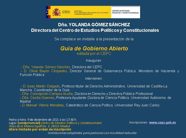 cepcgob's tweet photo. La semana que viene en el @cepcgob
Jueves 9 17:30
Presentación (semipresencial) de la Guía de Gobierno Abierto del @cepcgob
https://t.co/WwNOJcCYE7
Con Yolanda Gómez @OlivieBayon @imdelga @mccamposacunha @CeciliaGuemes y @MANUELVILLORIA1
Inscripción👇
https://t.co/wOOkCu9Jcn https://t.co/VG8L8XREj6
