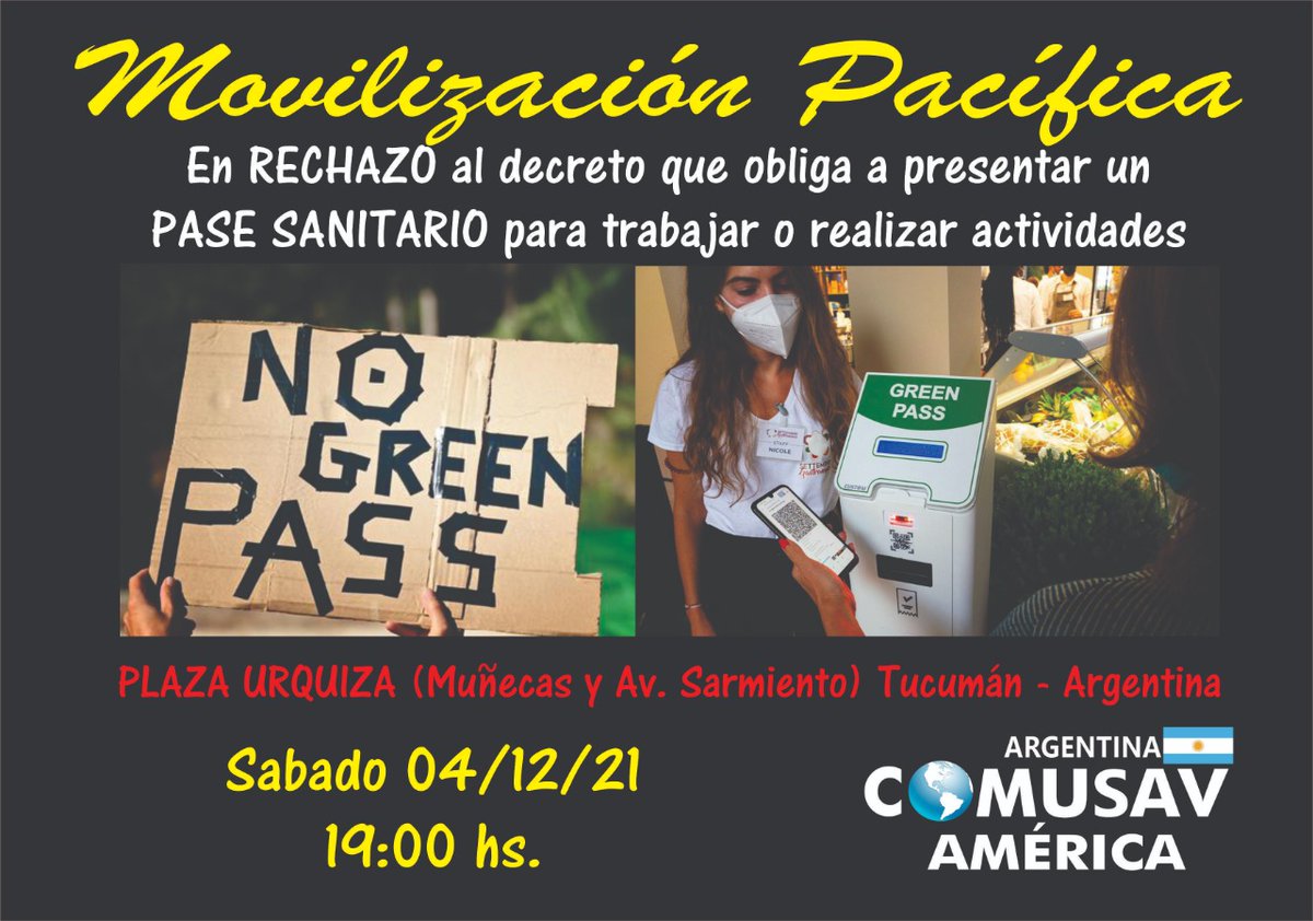 PatriciaAcosta1's tweet photo. Con un decreto que no especifica  cuantas personas forman una "reunión masiva" o "aglomeración" el Gobierno salió a la caza de los no vacunados. La vacuna es experimental, no sabemos qué tiene y no inmuniza porque te enfermás igual, podes contagiar y padecer un cuadro grave. https://t.co/PGRr2fnOTk
