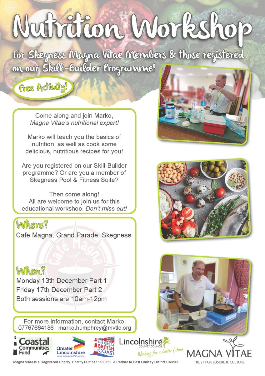 MagnaVitae's tweet photo. Come along and join Marko, Magna Vitae’s nutritional expert!

Marko will teach you the basics of nutrition, as well as cook some delicious, nutritious recipes for you! https://t.co/9GeVIqEct3