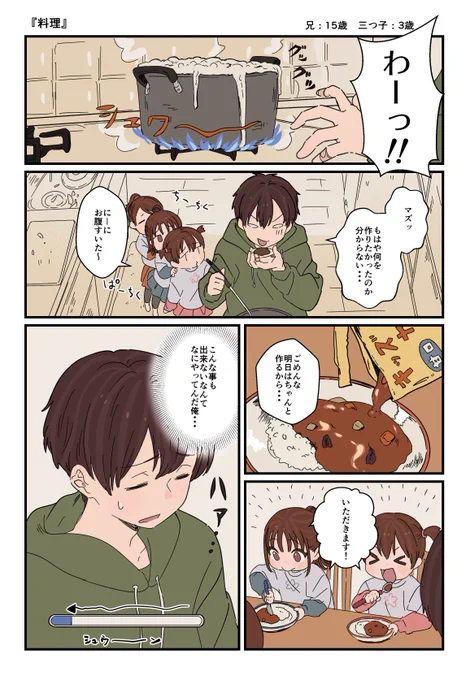 お兄ちゃんと三つ子の妹たち
「料理」 