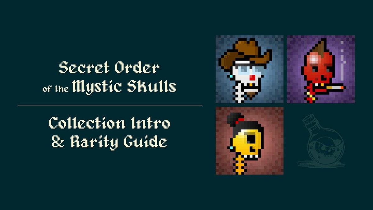 Welcome to the Secret Order of the Mystic Skulls, 
a 10k gamified experience on <a href="/SecretNetwork/">Secret Network</a>. Let's have a look together for what is in store during our first chapter.💀#SecretNFTs
Join us in the <a href="/StashhApp/">Stashh - Secret NFT Marketplace</a> discord: discord.gg/p2TZSmutrm