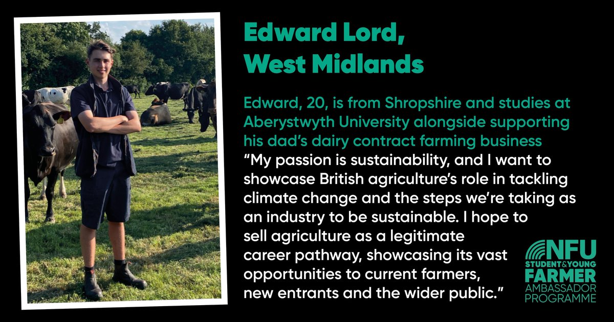 studentfarmer's tweet photo. Introducing our next 2022 ambassador, Edward Lord! He is our second representative from the West Midlands.
#NFU #syfap #youngfarmer #farming #farmer #agriculture #futureoffarming https://t.co/cLrRlOXbuj