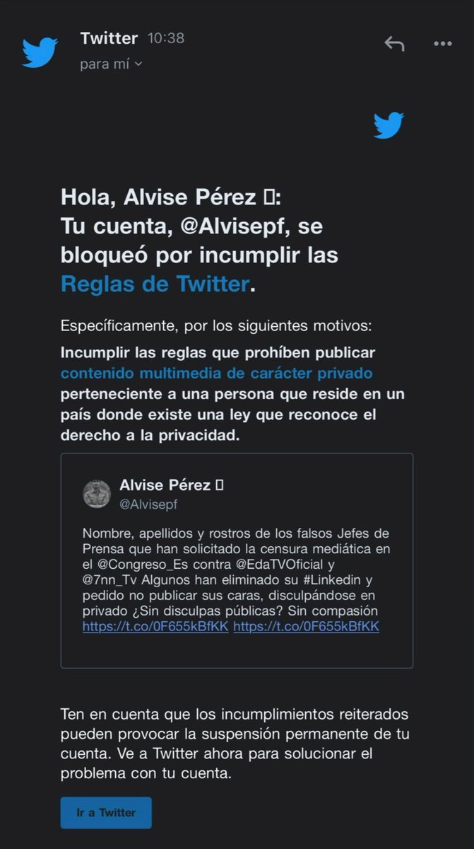 CristinaSegui's tweet photo. #yoconAlvise ante la #Censura cada vez más obscena. Le tumban la cuenta por hacer públicos los rostros públicos de los que quieren echarnos de las ruedas de prensa. Vergüenza. https://t.co/dWBIadRaNh