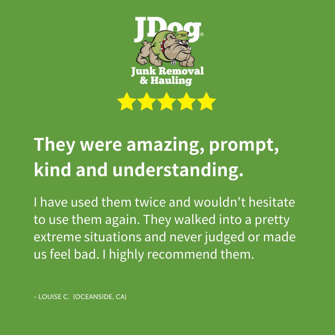 JDogNSanDiego's tweet photo. We love our customers! If you have ever used JDog services, please leave a review! It helps us as a small business and we get to hear your feedback!
#jdog #veteranowned #junkremoval #haulingservices #hauling #rentalproperty #propertymanager #propertycleanup https://t.co/gD0mNiruBi