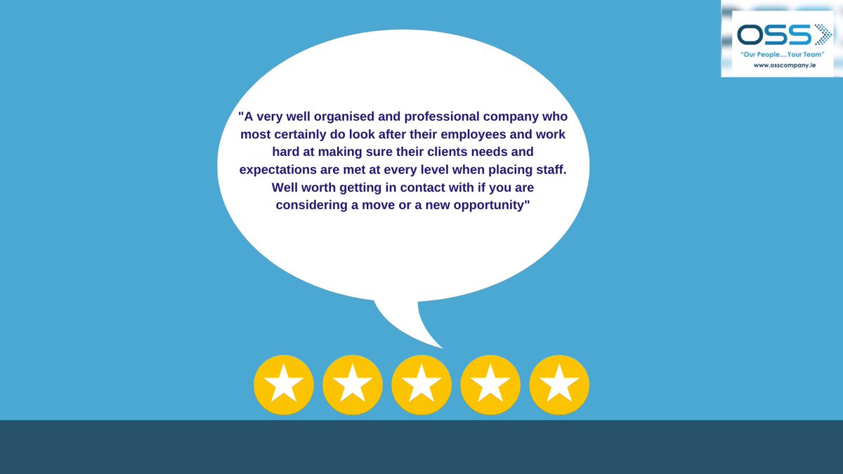 Delighted to have recently received this positive feedback regarding our services⭐ This makes our 'Our People Your Team' motto so important to us! If you would like to explore our offering, please don't hesitate to get in touch! 📞01 460 5517 osscompany.ie