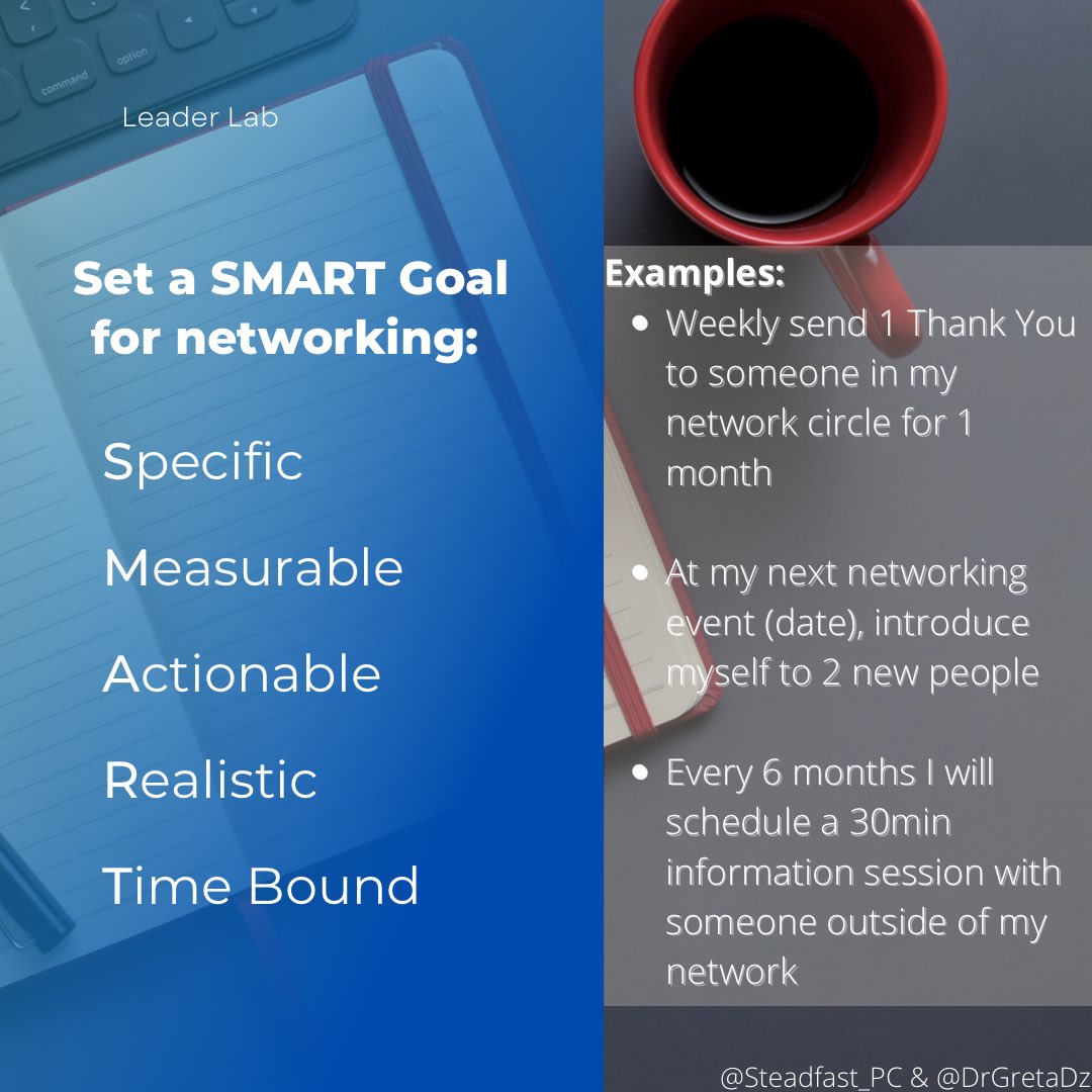 Steadfast_PC's tweet photo. Set small #SMARTgoals to #strengthen ur #network. What can you do weekly or monthly to #buildyournetwork? @theperformist https://t.co/fmzchSs8Kv