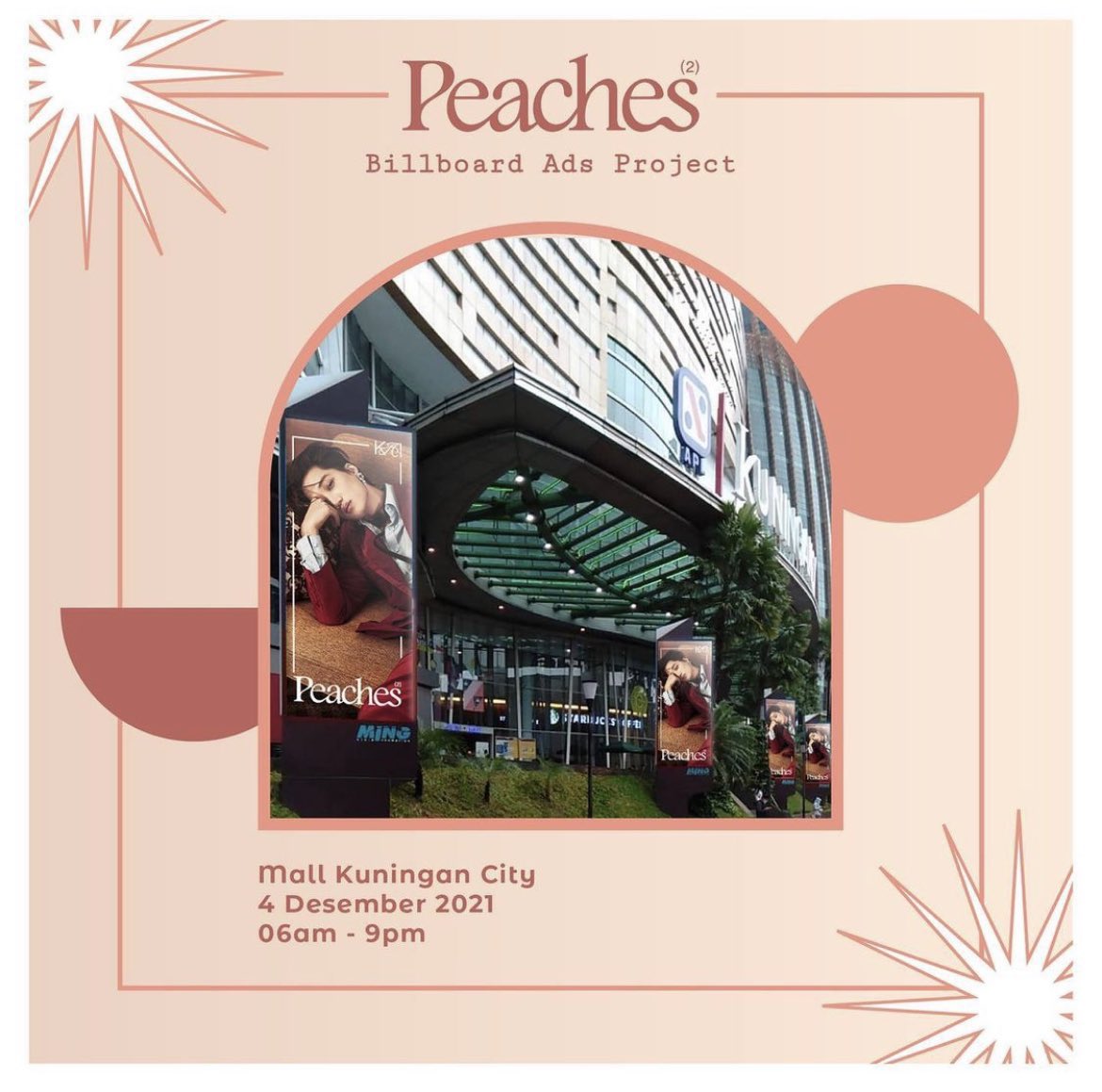 hannini88's tweet photo. helloo!! 
so my friends &amp; i made a billboard ads project to celebrate jongin's cb 'PEACHES' 🍑🍑🍑

📍Mall Kuningan City, Jakarta
📅 Saturday, 4th December 2021 
⏰ 06.00 - 21.00

guess i'll see yall there? 🥺 https://t.co/l7yxiSHoht