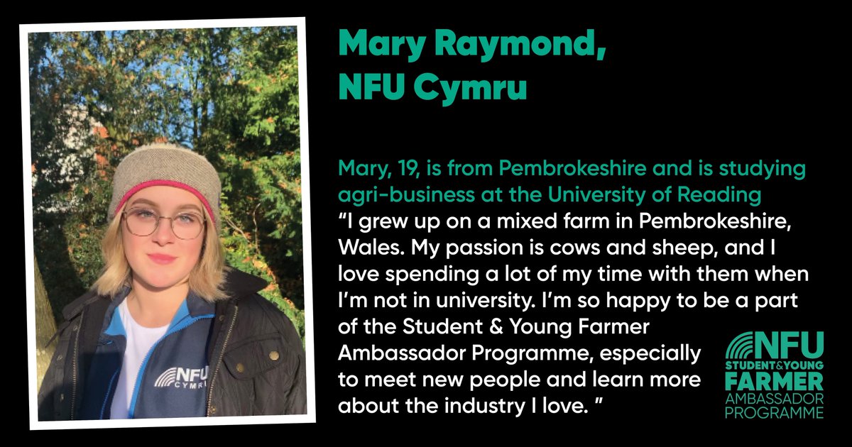 studentfarmer's tweet photo. Meet Mary, one of our NFU Cymru representatives for 2022. We're really pleased to have Mary on the programme, and can't wait to find out more about her passion for her cows and sheep.
#NFU #syfap #youngfarmer #futureoffarming #farming #agriculture https://t.co/u88tRizTNz