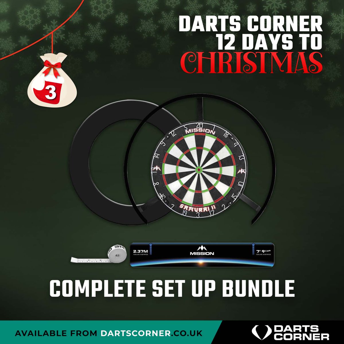 DartsCorner's tweet photo. Day 3 of our 12 days of Christmas competition. The winner is William Irwim! You win a 'Complete Set-Up Bundle' (@MissionDarts Samurai II, Torus 270 light, surround &amp; oche). 4th winner tomorrow! Like &amp; RT the pinned post to enter! #WeGetDarts #DC12days #darts #competition https://t.co/4tAffzNOgy