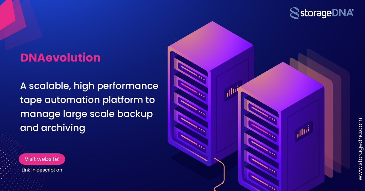 Storage_DNA's tweet photo. TAPE CONTINUES TO BE AN IMPORTANT PART OF YOUR DATA MANAGEMENT STRATEGY.
And, #DNAevolution by @Storage_DNA enables you to manage tapes more efficiently!

For more details,
Visit us at https://t.co/Qzu3uC0oxl
or contact us at info@storagedna.com

#StorageDNA #DataManagement https://t.co/IkXAttXyEb