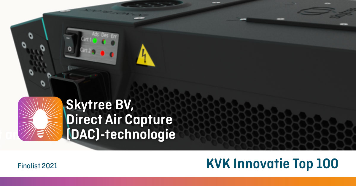 InnovatieTop100's tweet photo. Direct Air Capture (DAC)-technologie @skytreeco2 filtert continu de lucht binnen een elektrische auto. Doordat de airconditioning niet continu hoeft te werken, verbruikt de auto minder energie. Finalist @InnovatieTop100 https://t.co/EWj4DhRh2d https://t.co/jDDToebai2