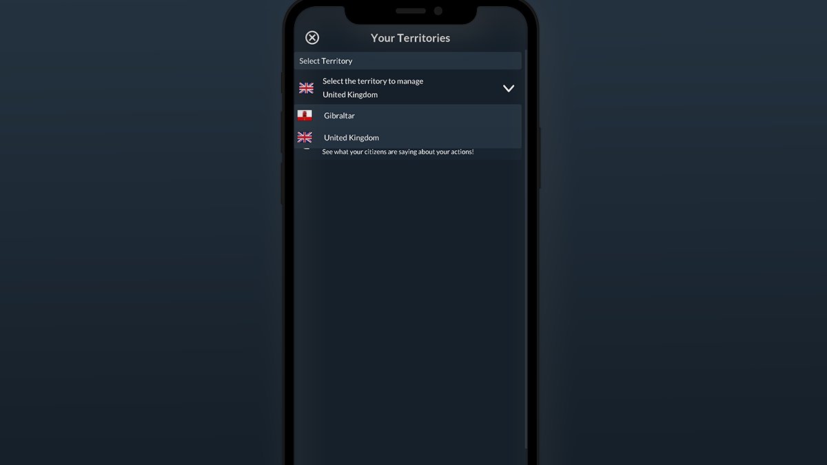 InstCoffeeGames's tweet photo. When you choose a country to control that that has other territories, you'll be able to select which one you want to manage from a drop-down menu 👌
#FunFeatureFriday #GameDev https://t.co/TItGqIFLn7